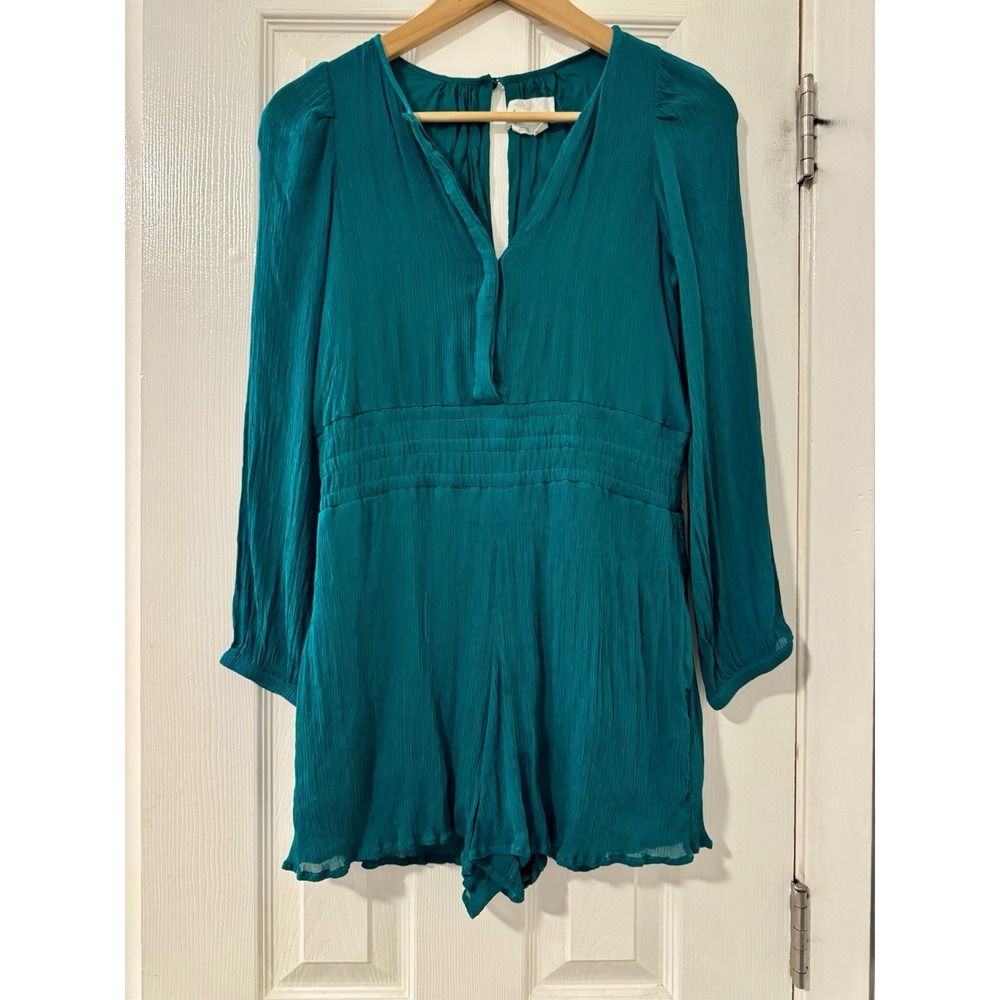 Anthropologie Somerset Sz XS Long-Sleeve Romper Holiday Balloon Sleeve Flawed!